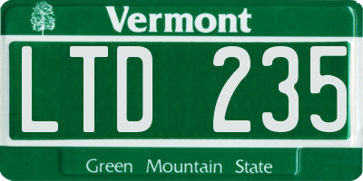 VT license plate LTD235