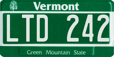 VT license plate LTD242
