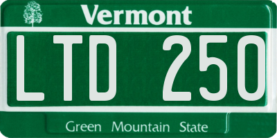 VT license plate LTD250