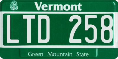 VT license plate LTD258