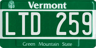 VT license plate LTD259
