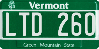 VT license plate LTD260
