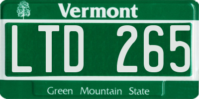 VT license plate LTD265