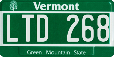 VT license plate LTD268