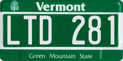 VT license plate LTD281