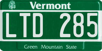 VT license plate LTD285