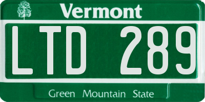 VT license plate LTD289
