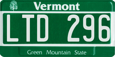 VT license plate LTD296