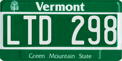 VT license plate LTD298