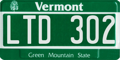 VT license plate LTD302