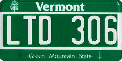 VT license plate LTD306