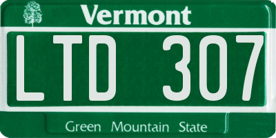 VT license plate LTD307