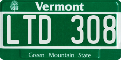 VT license plate LTD308