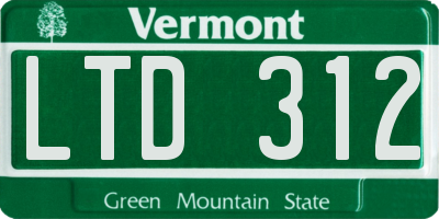 VT license plate LTD312