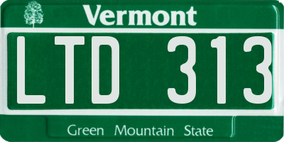 VT license plate LTD313