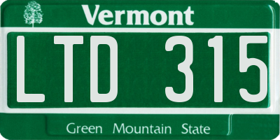 VT license plate LTD315