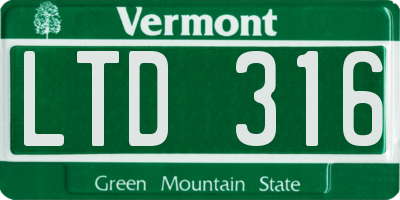 VT license plate LTD316
