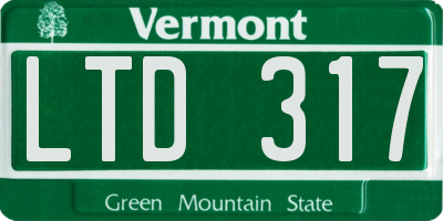 VT license plate LTD317