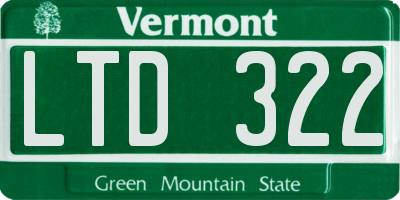 VT license plate LTD322