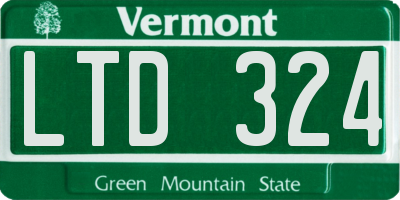 VT license plate LTD324