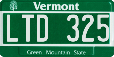 VT license plate LTD325
