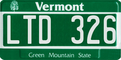 VT license plate LTD326