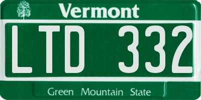 VT license plate LTD332