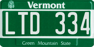 VT license plate LTD334