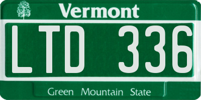 VT license plate LTD336