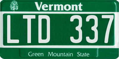 VT license plate LTD337