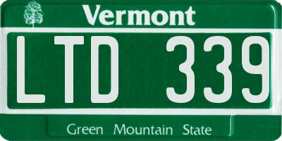 VT license plate LTD339