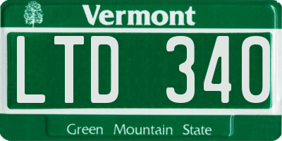 VT license plate LTD340