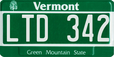 VT license plate LTD342