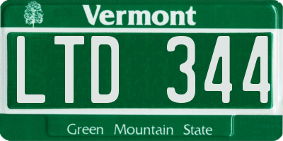 VT license plate LTD344