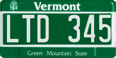 VT license plate LTD345