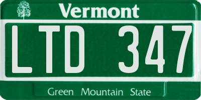 VT license plate LTD347
