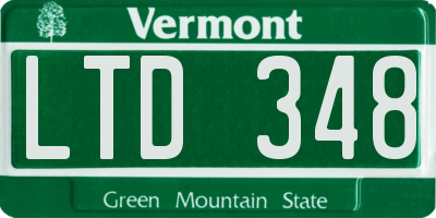 VT license plate LTD348