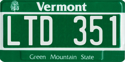 VT license plate LTD351