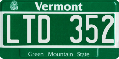 VT license plate LTD352