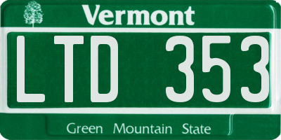 VT license plate LTD353