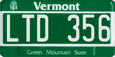 VT license plate LTD356