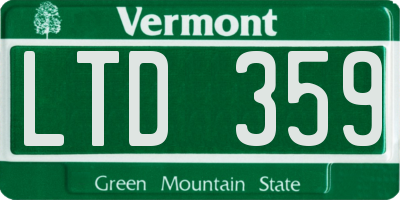 VT license plate LTD359