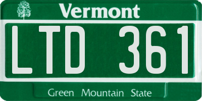 VT license plate LTD361