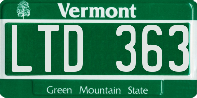 VT license plate LTD363