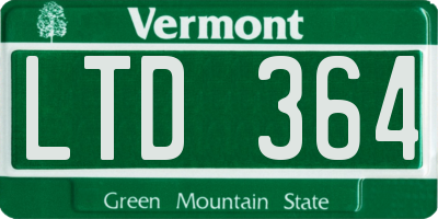 VT license plate LTD364
