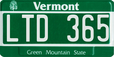 VT license plate LTD365