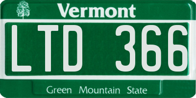 VT license plate LTD366