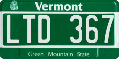 VT license plate LTD367