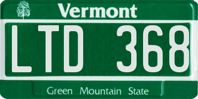 VT license plate LTD368