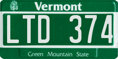 VT license plate LTD374